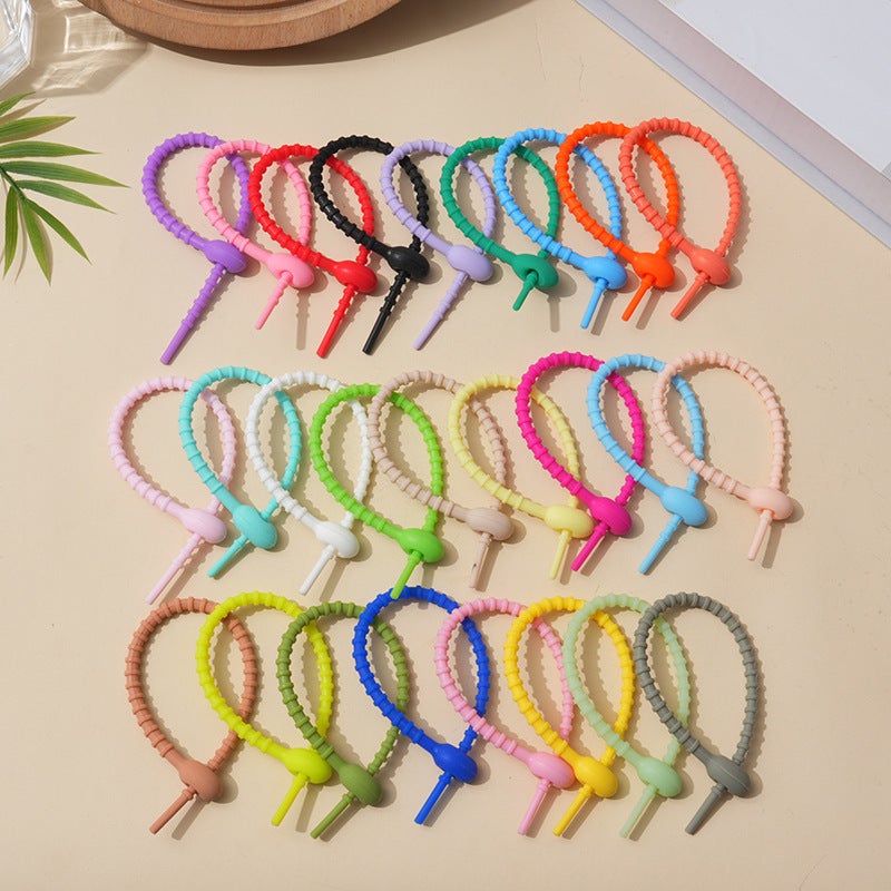 Factory Multifunctional 21.5Cm Silicone Cable Tie Adjustable Storage Rope Jewelry Hanging Rope Buckle Tadpole Rope Backpack Strap - Image 2