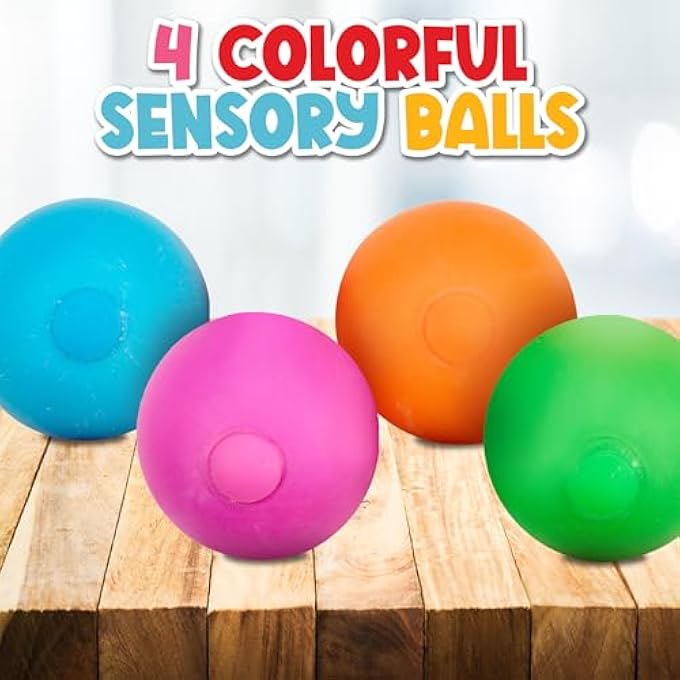 Playbees Sensory Bounce Ball - 4 Pack - 2 Inch - Stress Reliever, Fidget Toys - Assorted Colorful Bouncy Balls for Kids and Adults - Party Favors, Bag Stuffers - Relaxation, Stress Relief, Fun Play - Image 2