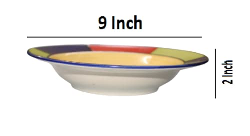 VolCraft VolCraft CeramicStoneware Serving Round Deep Pasta Soup Gravy Plate Size9 Inches MultiColor 2 Pcs  - Image 3