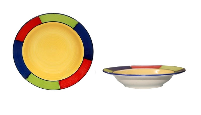 VolCraft VolCraft CeramicStoneware Serving Round Deep Pasta Soup Gravy Plate Size9 Inches MultiColor 2 Pcs  - Image 4