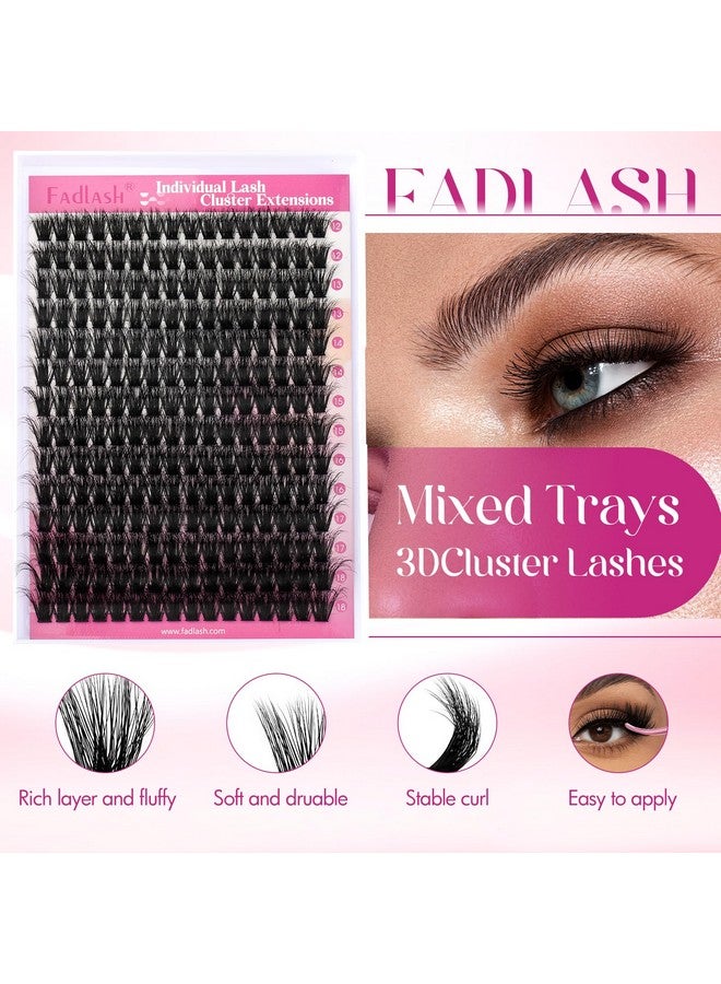 FADLASH Lash Clusters 100D Fluffy Eyelash Clusters 12-18mm Individual Lashes Cluster Eyelash Extensions 3D Effect Wispy Thick Lash Extension Clusters (100D-0.07-D, 12-18mm) - Image 2