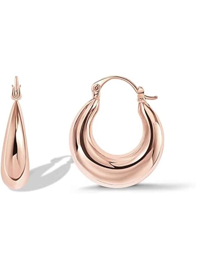 PAVOI 14K Gold Plated Sterling Silver Posts Oval Chunky Hoop Earrings for Women - Trendy Statement Thick Gold Hoops - Lightweight Dangle Earrings  - Image 1