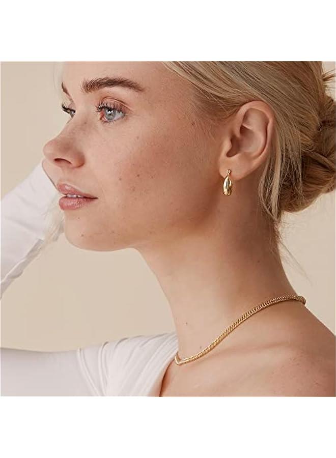 PAVOI 14K Gold Plated Sterling Silver Posts Oval Chunky Hoop Earrings for Women - Trendy Statement Thick Gold Hoops - Lightweight Dangle Earrings  - Image 4