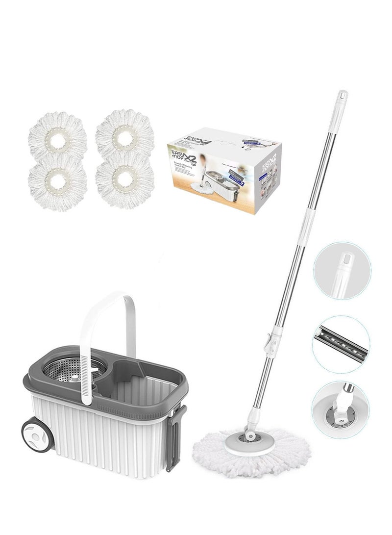 Cordova Spin floor mop with wheels set for professional home floor cleaning with 4 washable pads - Image 1