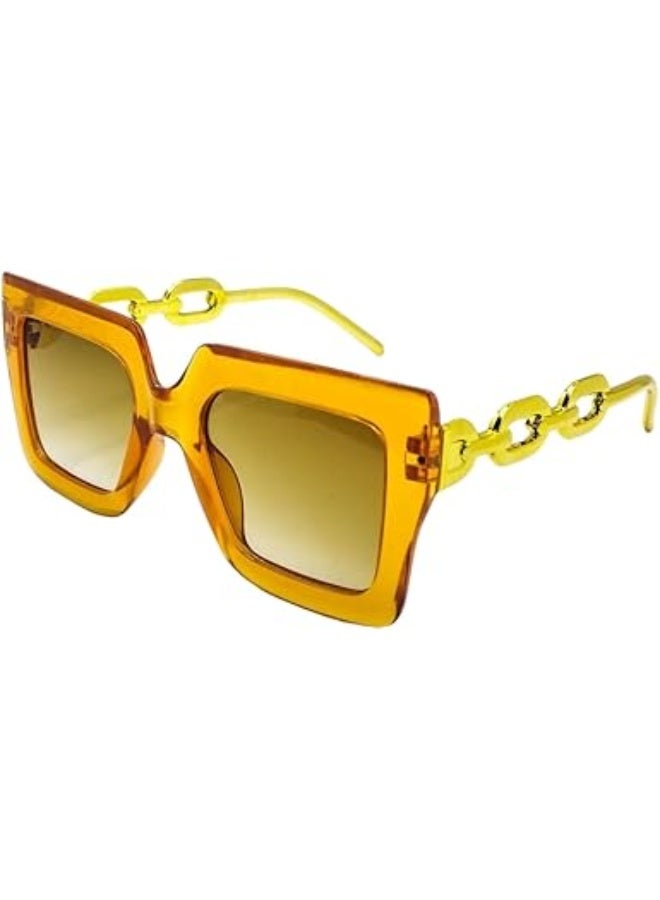 Square Sunglasses with Transparent Gold Frame and Gradient Lenses – Modern Design – Suitable for Daily Use and Outings