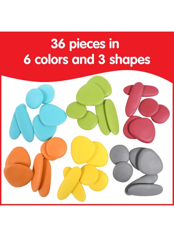 Rainbow Pebbles edxeducation - 13229 Rainbow Pebbles - Junior - Earth Colors - Mini Jar - Ages 18M+ - Sorting and Stacking Stones - Early Math Manipulative for Children - First Counting and Construction Toy - Image 3