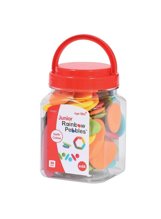 Rainbow Pebbles edxeducation - 13229 Rainbow Pebbles - Junior - Earth Colors - Mini Jar - Ages 18M+ - Sorting and Stacking Stones - Early Math Manipulative for Children - First Counting and Construction Toy - Image 4