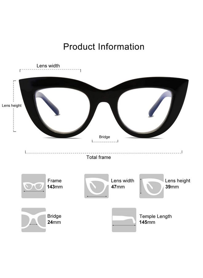 Sojos Blue Light Blocking Glasses Retro Vintage Cateye Eyeglasses For Women Plastic Frame Hipster Party Sj5025 With Black Frame/Anti-Blue Light Lens  - Image 3