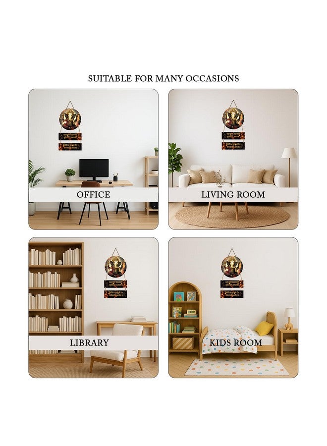 Kaameri Bazaar Ganesha Wooden Wall Art Hanging Decoration Item For Home | Ganpati Decorative Item For Living Room | Spiritual Wall Art, 28 Cm - Image 4