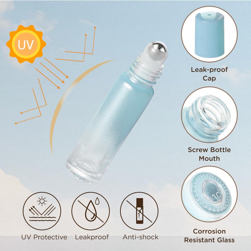 Sesense Essential Oil Roller Bottles  10Ml Thick Glass Perfume Roller Bottles With Funnel Opener And Dropper Colored Glass Empty Bottles With Stainless Steel Roller Balls (Blue  4 Pack) - Image 4