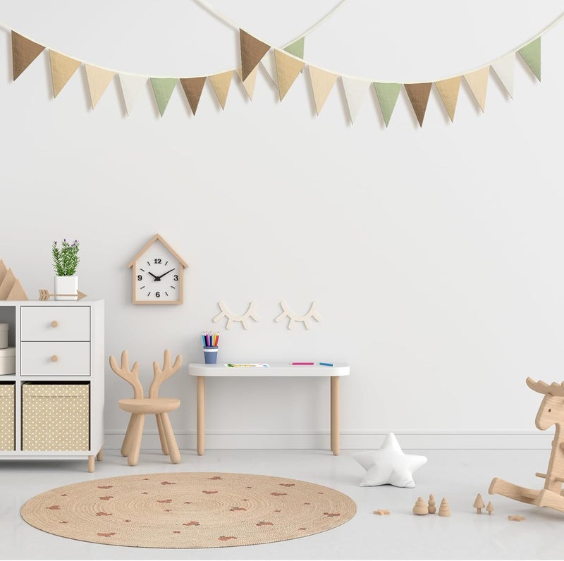 Oudain 2 Pcs Pennant Banner Flags Nursery Garland Triangle Bunting Flags Playroom Wall Decor Banner for Nursery Baby Shower Birthday Boho Wedding Party Event, Each 7.75 ft(Boho Color) - Image 1