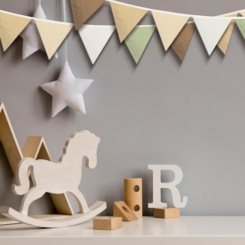 Oudain 2 Pcs Pennant Banner Flags Nursery Garland Triangle Bunting Flags Playroom Wall Decor Banner for Nursery Baby Shower Birthday Boho Wedding Party Event, Each 7.75 ft(Boho Color) - Image 4