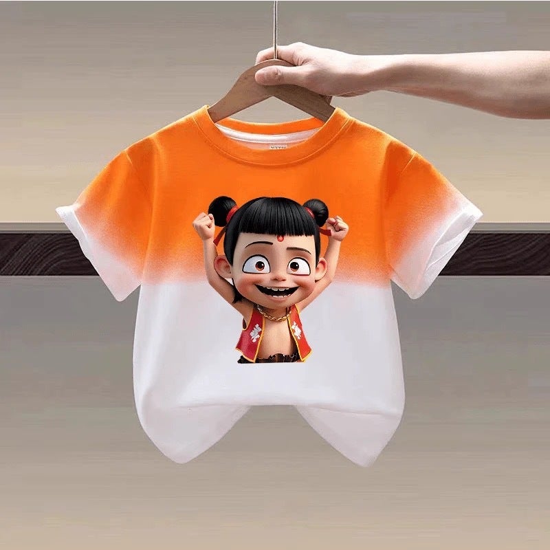 Boys' T-Shirt Short-Sleeved Arrival All-Match Summer Big Kids Nezha Western Style Loose Children'S Street-Fried Summer Fashion T - Image 1