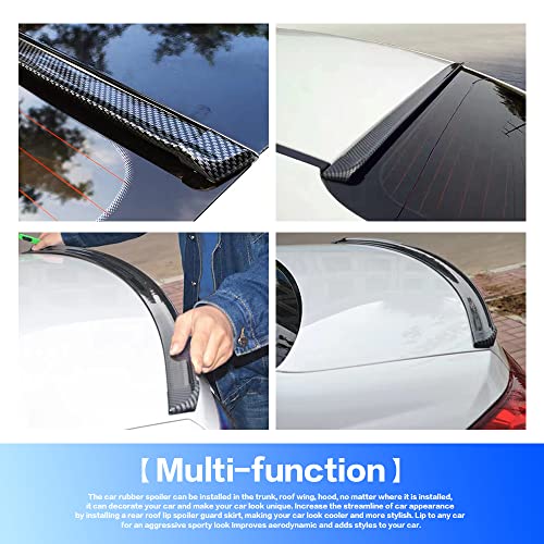 Banseko Car Trunk Spoiler Roof Lip Kit,3D PU Rear Trunk Lip or Roof Spoiler Sticker Bar with Carbon Fiber Pattern,Car Rear Spoiler Exterior Rear Spoiler Kit, Punch-Free Installation for Most Cars (Carbon) - Image 5