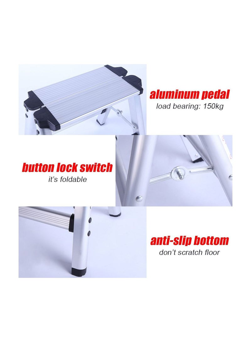 150KG Maximum Load 2 Step Stool Folding Ladder Anti Slip Safety Aluminum Platform - Image 3