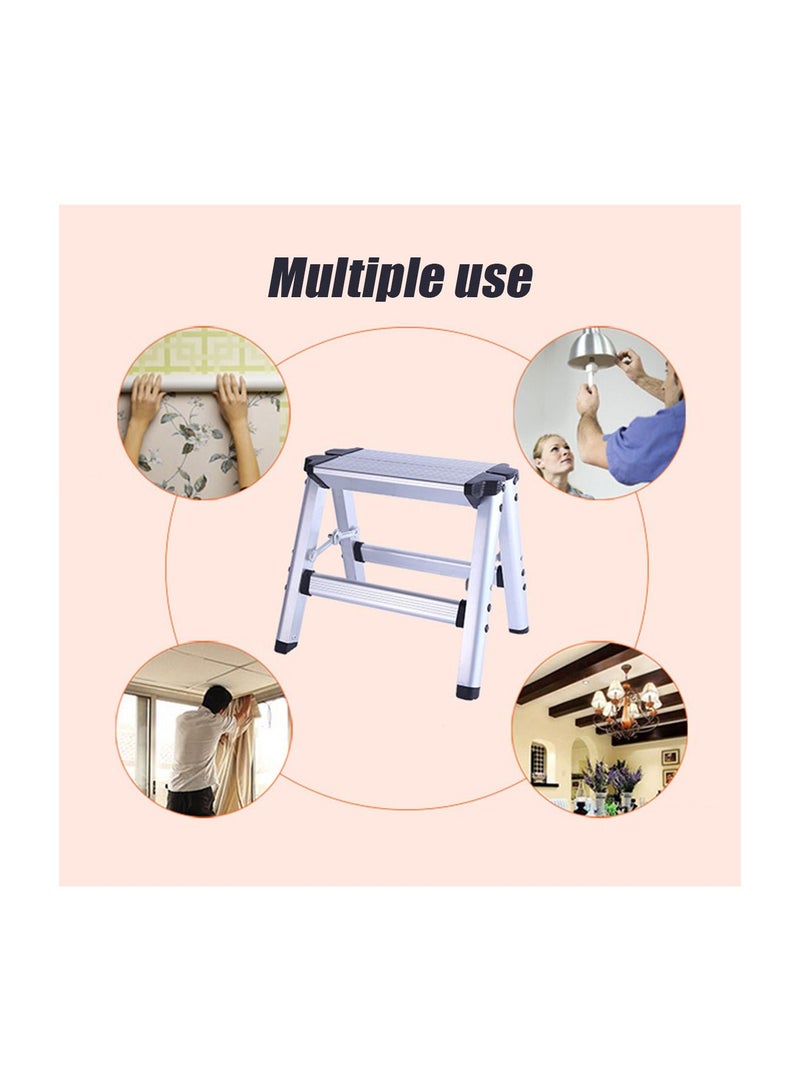 150KG Maximum Load 2 Step Stool Folding Ladder Anti Slip Safety Aluminum Platform - Image 1