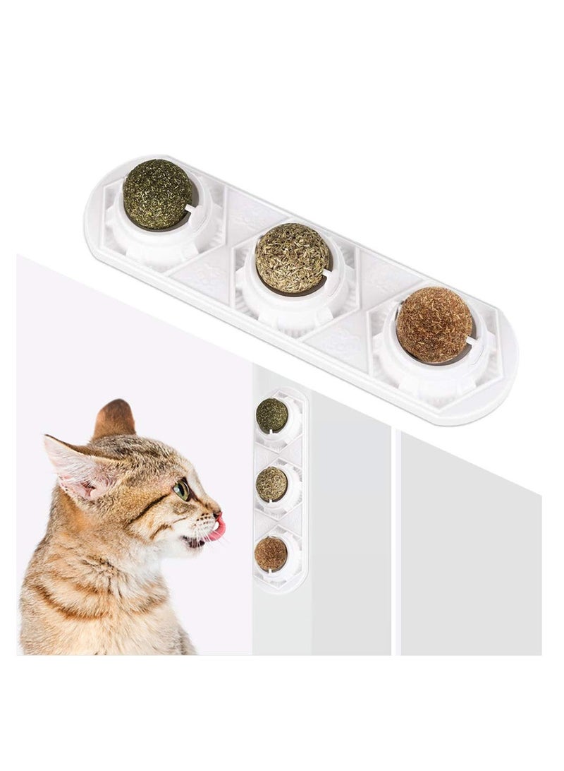 Catnip Squash Ball Toy, 3 in 1 Rotatable Cat Snacks Edible Ball with Natural Healthy Catnip Silver Vine Cat Spit Hair Ball Chewing Clean Teeth Toys - Image 1