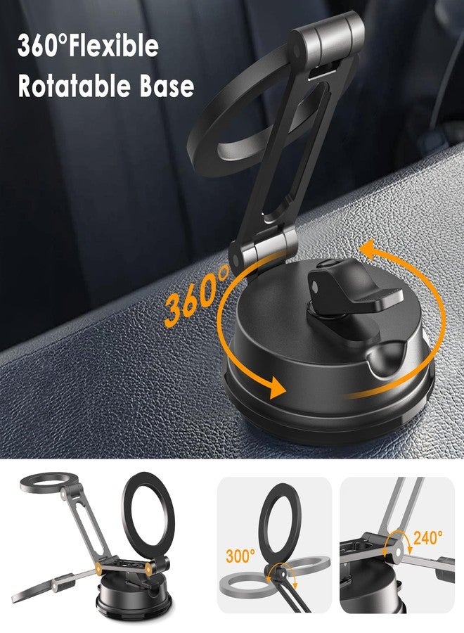 CreaDream Magnetic Phone Holder for Car, Vacuum Suction Cup Magsafe Car Mount for Dashboard Windshield Vent, Car Phone Mount Compatible with iPhone 16 15 14 13 12 Series and MagSafe Case - Image 2