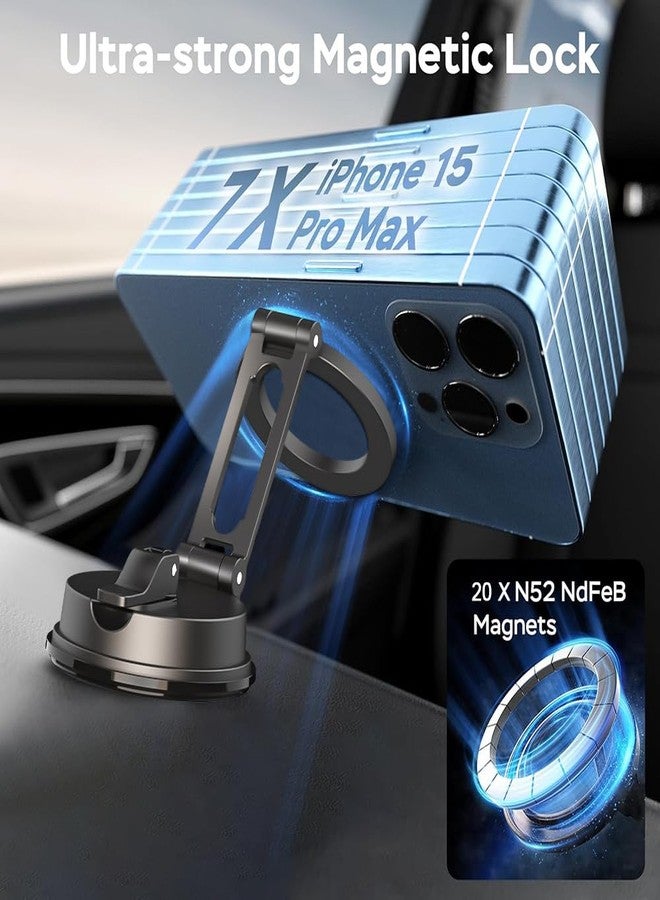 CreaDream Magnetic Phone Holder for Car, Vacuum Suction Cup Magsafe Car Mount for Dashboard Windshield Vent, Car Phone Mount Compatible with iPhone 16 15 14 13 12 Series and MagSafe Case - Image 3