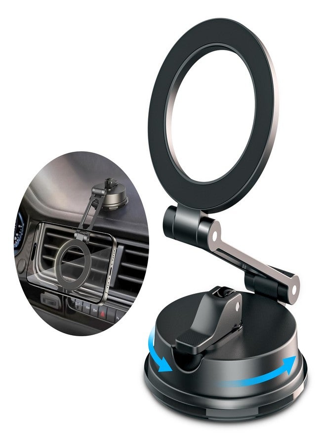 CreaDream Magnetic Phone Holder for Car, Vacuum Suction Cup Magsafe Car Mount for Dashboard Windshield Vent, Car Phone Mount Compatible with iPhone 16 15 14 13 12 Series and MagSafe Case - Image 1
