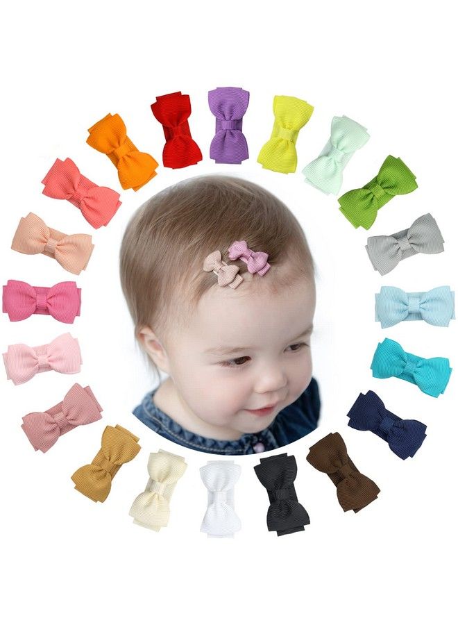 Tergy Baby Girls Snap Hair Clips Tiny Bow Nonslip Hair Clips Mini Bow For Toddlers Newborn Toddler Infants (20Pcs) - Image 1