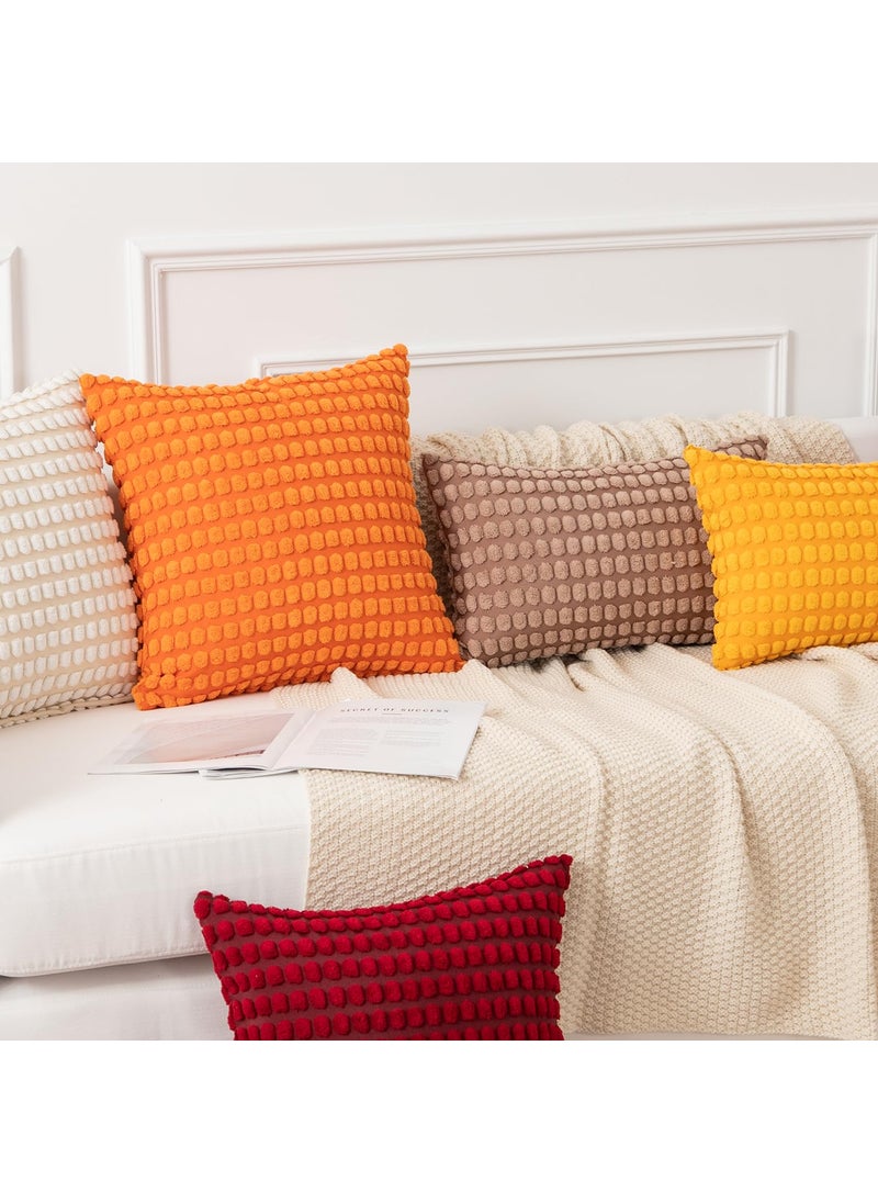 K KEVIN TEXTILE Kevin Textile Pack of 2 Decorative Corduroy Throw Pillow Covers Soft Boho Granular Pattern Pillow Covers Modern Farmhouse Home Decor for Sofa Living Room Couch Bed  26x26 Inch Orange  - Image 5