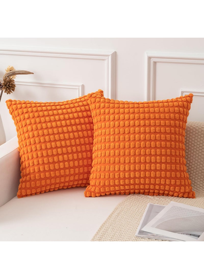 K KEVIN TEXTILE Kevin Textile Pack of 2 Decorative Corduroy Throw Pillow Covers Soft Boho Granular Pattern Pillow Covers Modern Farmhouse Home Decor for Sofa Living Room Couch Bed  26x26 Inch Orange  - Image 1