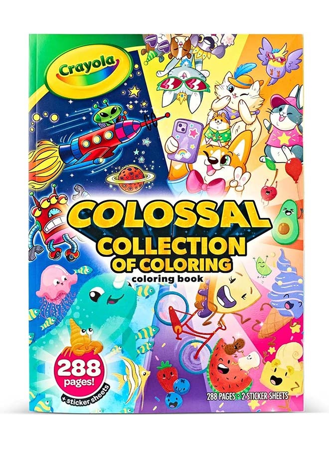 Crayola Colossal Collection of Coloring, 288 Coloring Book Pages, 2 Sticker Sheets, Coloring Book for Kids, Travel Activity - Image 1