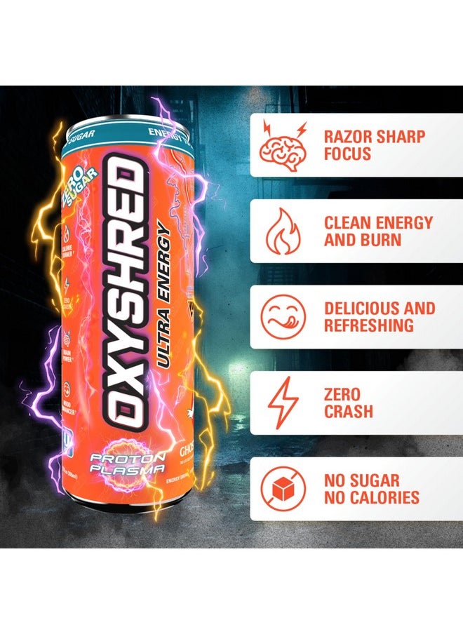 EHP Labs - EHP Labs x Ghostbusters OxyShred Healthy Energy Drink - Zero Sugar Energy Drinks, Green Tea Extract, Vitamin C & L Carnitine - Zero Carbs, Zero Calories, Clean Caffeine - Proton Plasma (12-Pack) - Image 1