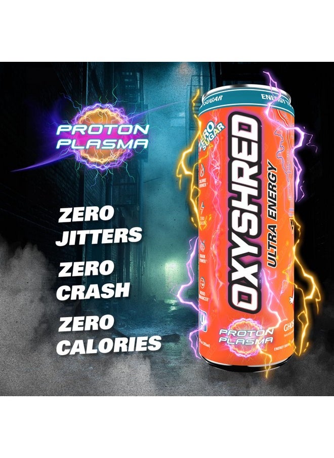 EHP Labs - EHP Labs x Ghostbusters OxyShred Healthy Energy Drink - Zero Sugar Energy Drinks, Green Tea Extract, Vitamin C & L Carnitine - Zero Carbs, Zero Calories, Clean Caffeine - Proton Plasma (12-Pack) - Image 1