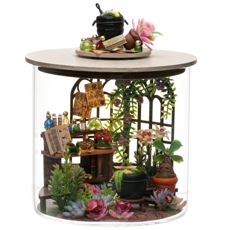 Foyucool ï»¿Foyucool Miniature House Kit, Dollhouse Kit with Furnitures, DIY Mini House Building Kit for for Adult, Christmas Home Decorations Gifts for Family and Friends, Flower Shop - Image 1