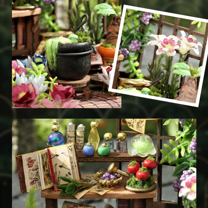 Foyucool ï»¿Foyucool Miniature House Kit, Dollhouse Kit with Furnitures, DIY Mini House Building Kit for for Adult, Christmas Home Decorations Gifts for Family and Friends, Flower Shop - Image 4