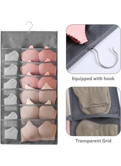Generic 2 Pack Hanging Underwear Organizer for Closet, Double-Sided Wall Shelf Wardrobe Storage Bags, Oxford Cloth Space Saver Bag for Bra Underwear Underpants Socks (30 Pockets)  - Image 4