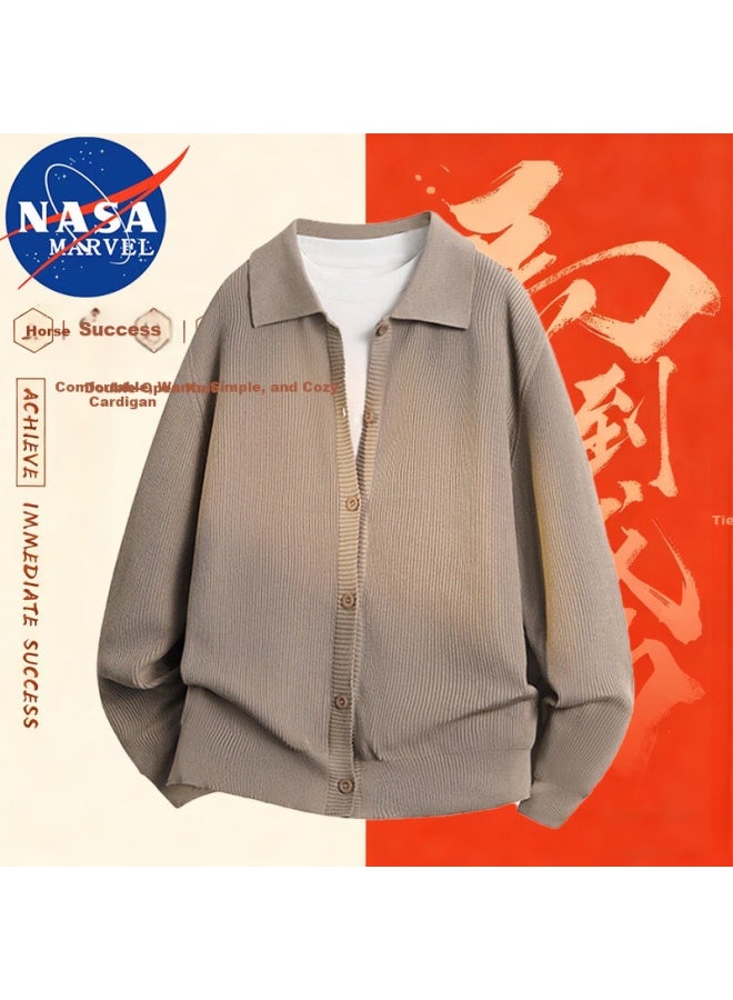 Nasa Marvel Men's Autumn Winter Sweater, Loose Fit Breathable Long Sleeve Cardigan, Warm Knitwear, Black, 3XL - Image 2