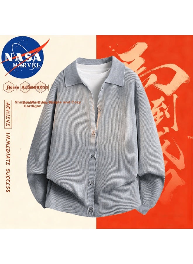 Nasa Marvel Men's Autumn Winter Sweater, Loose Fit Breathable Long Sleeve Cardigan, Warm Knitwear, Black, 3XL - Image 3