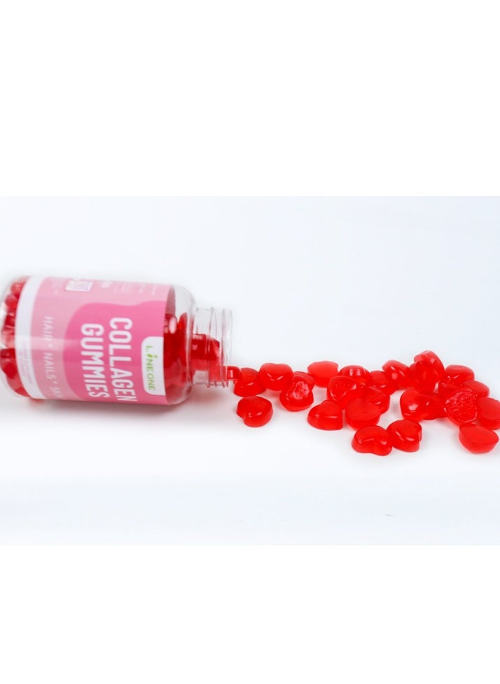 LINE ONE Collagen Peptide Gummy, With  VC+VE Strawberry Flavor Hair Skin & Nail Support Whitening,Dietary Supplement 60 Gummies  - Image 5