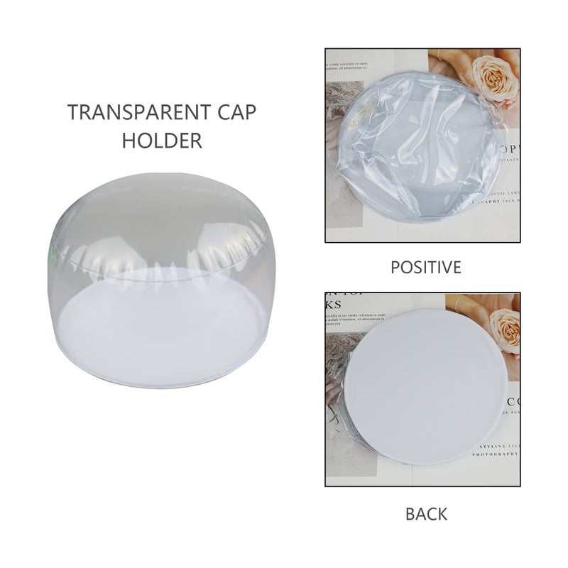 KUROFLY 3 pack clear Inflatable tabletop display stand hat rack portable hat holder for multiple wigs hats, helmet, and cap - Image 3