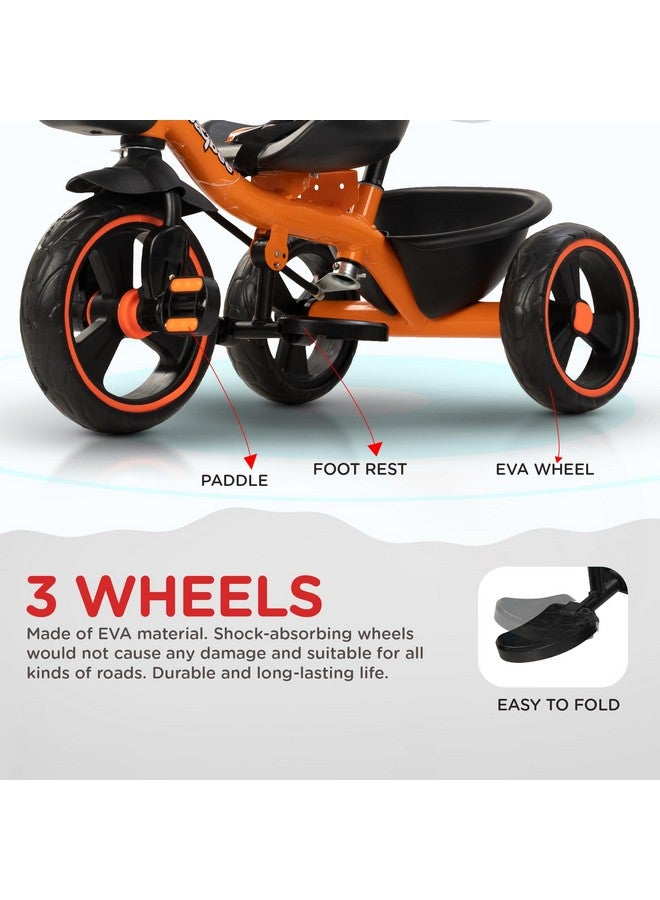 BAYBEE Baybee Baby Tricycle for Kids, Smart Plug & Play Kids Cycle with Eva Wheels, Bell, Storage Baskets & High Backrest | Kids Tricycle Trike | Baby Cycle for Kids 2 to 5 Years Boy Girl (Trixg Pro Orange) - Image 4