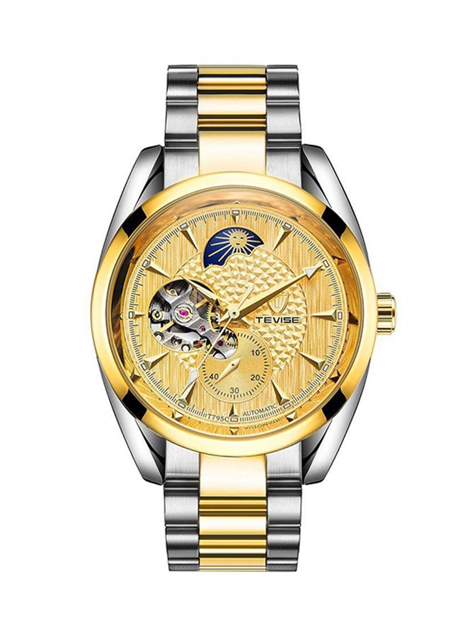 تيفيز ساعة يد ميكانيكية بسوار من الإستانلس ستيل مقاومة للماء طراز ZS531603 - مقاس 41 مم - فضي/ذهبي men