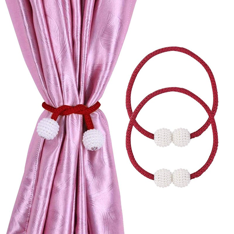 LAVNIK 1 Pair Curtain Tieback Round Pearl Polyester and Magnet Curtain Drapery Holdbacks Binding Tie Band Tiebacks for Living Room Decoration Curtain Buckle Drapery Holdbacks Curtain Straps - Image 1