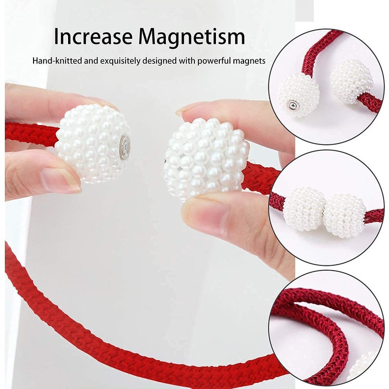 LAVNIK 1 Pair Curtain Tieback Round Pearl Polyester and Magnet Curtain Drapery Holdbacks Binding Tie Band Tiebacks for Living Room Decoration Curtain Buckle Drapery Holdbacks Curtain Straps - Image 4