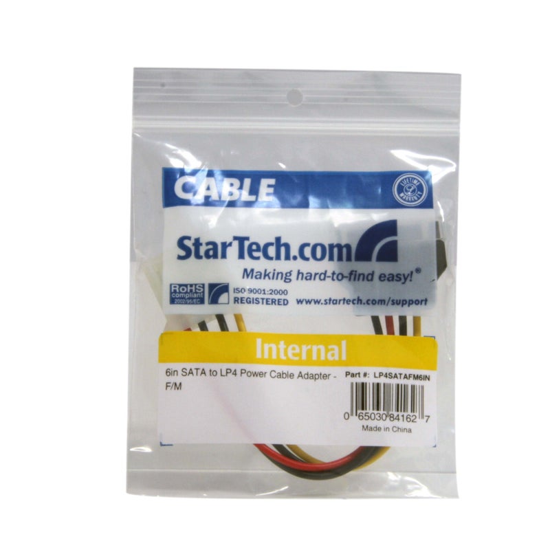 StarTech.com 6in SATA to LP4 Power Cable Adapter - F/M - Power adapter - SATA power (M) to 4 pin internal power (F) - 5.9 in - black - LP4SATAFM6IN - Image 4
