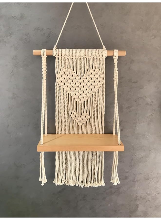 انتيكيانو رف خشبى من المكرمية مكرمية 60x33 cm - Image 2