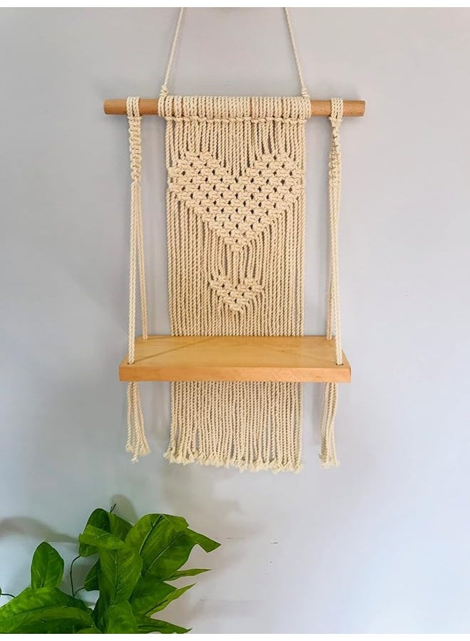 انتيكيانو رف خشبى من المكرمية مكرمية 60x33 cm - Image 3