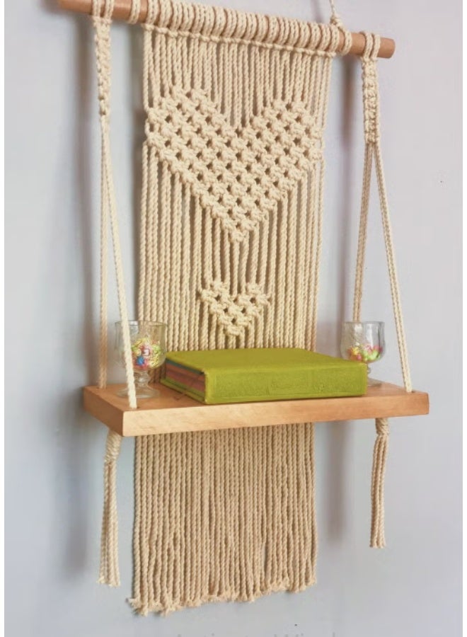 انتيكيانو رف خشبى من المكرمية مكرمية 60x33 cm - Image 1