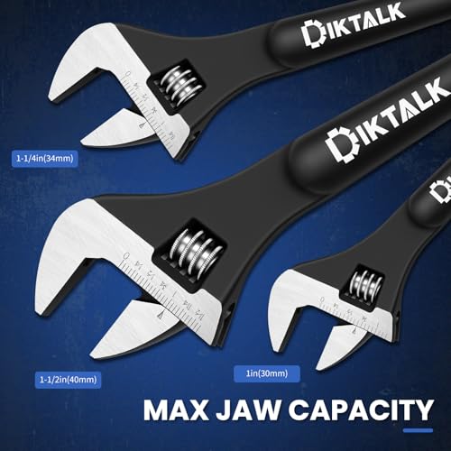 DIKTALK 3-Piece Adjustable Spud Wrench Set (10, 12, 16 Inch), CR-V Steel & Black Oxide Finish, SAE & Metric Scales, Alignment Punch and Crowbar Tail for Construction/Mechanical Repair/Outdoor Projects - Image 4