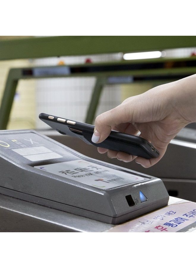 Sinjimoru Secure Card Holder for Back of Phone, Stretchy Fabric Cell Phone Wallet Stick On Credit Card Case for iPhone & Android. Sinji Pouch Flap Orange - Image 3