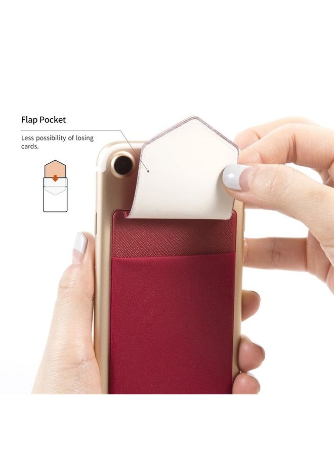 Sinjimoru Secure Card Holder for Back of Phone, Stretchy Fabric Cell Phone Wallet Stick On Credit Card Case for iPhone & Android. Sinji Pouch Flap Orange - Image 1