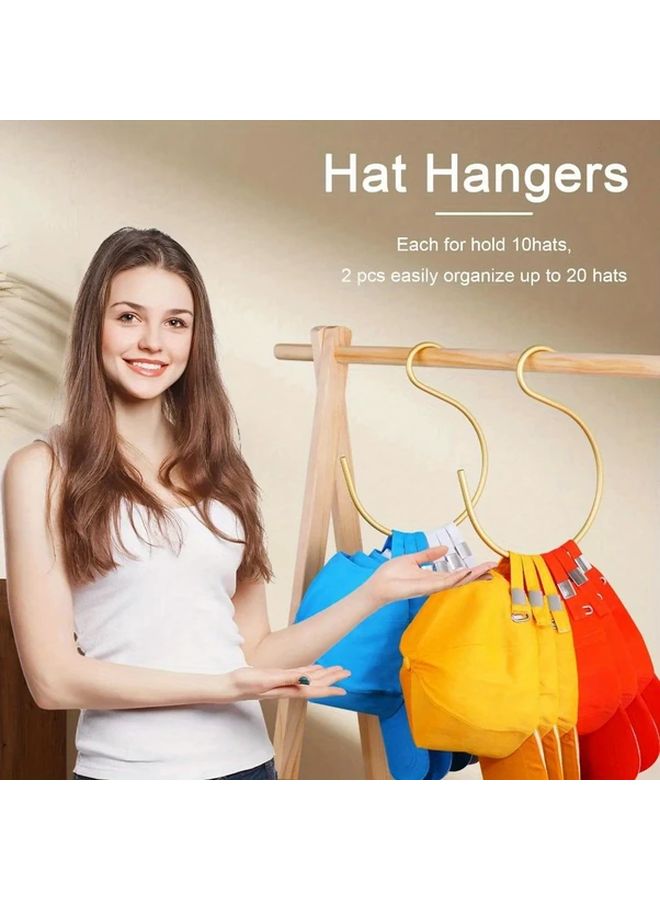 Modern Golden Aluminum Alloy Wall Mounted Hat Hooks Set of 3 Space Saving Storage Rack - Image 2