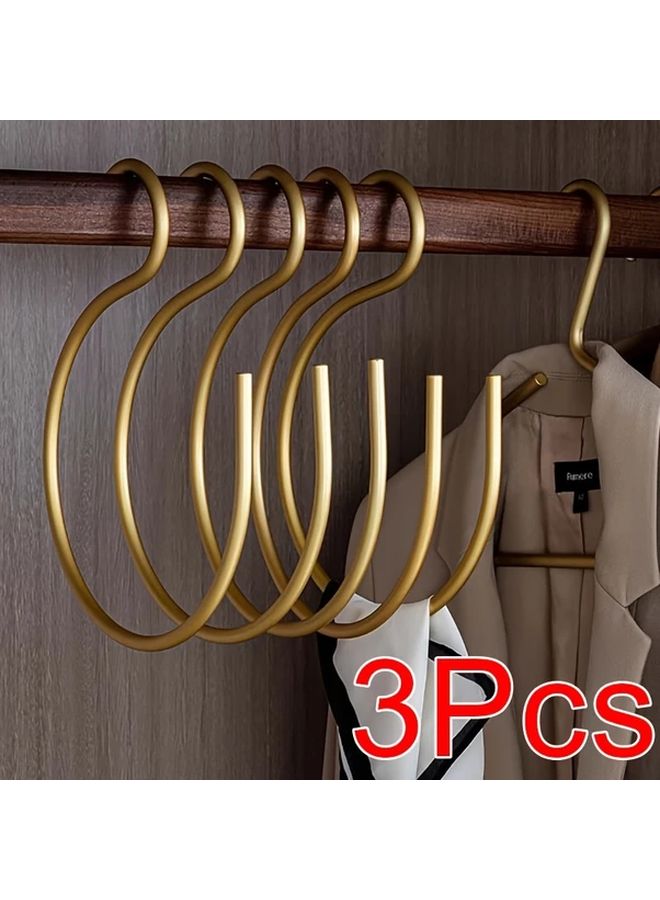 Modern Golden Aluminum Alloy Wall Mounted Hat Hooks Set of 3 Space Saving Storage Rack - Image 1
